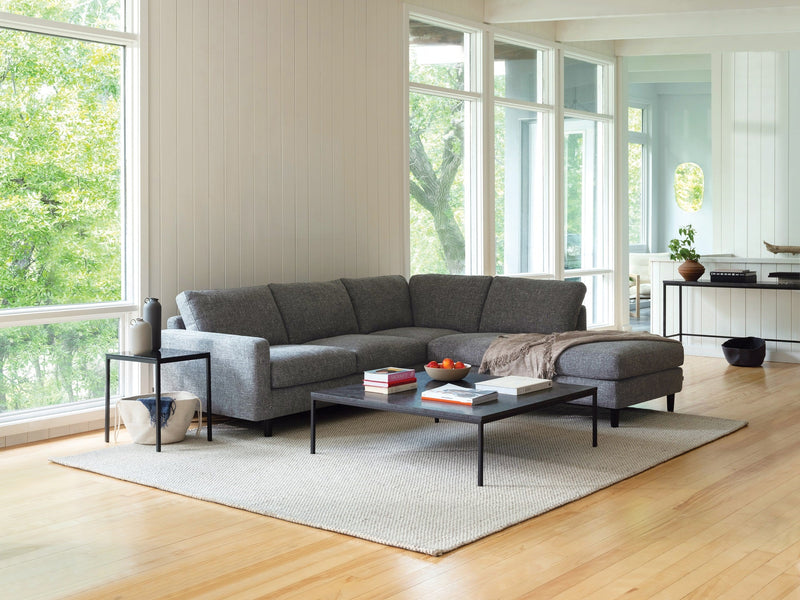 Oskar Plush 2-Piece Sectional Sofa with Backless Chaise