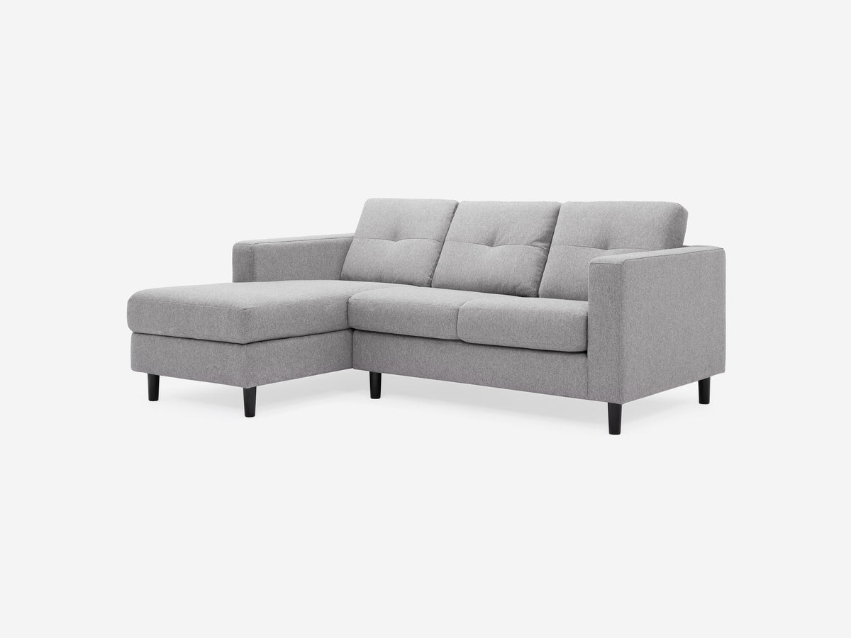 Mila Grey with Onyx Legs - Left Hand Facing Chaise