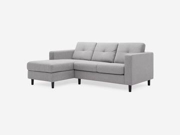 Mila Grey with Onyx Legs - Left Hand Facing Chaise