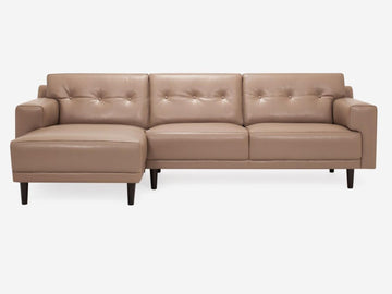 Grade 800 Coachella Warm Grey with Black Ash - Button Tufted Back Cushion Detail - Left Hand Facing Chaise