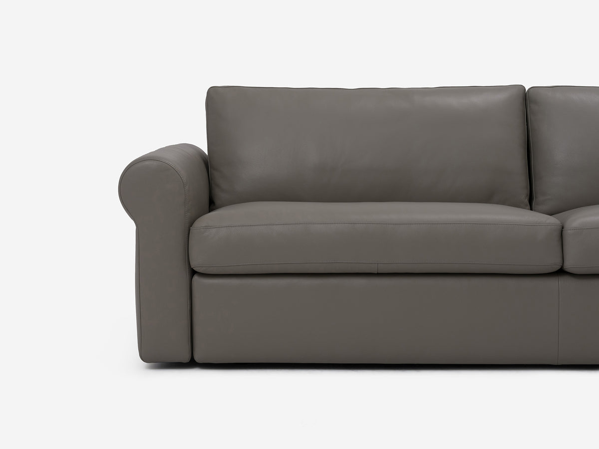 Rein Grey Leather - Shallow Depth - Narrow Seats - Roll Arms