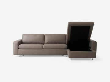 Suave Chrome with Stainless Steel Legs - Standard Arms - Queen - Right Hand Facing Storage Chaise