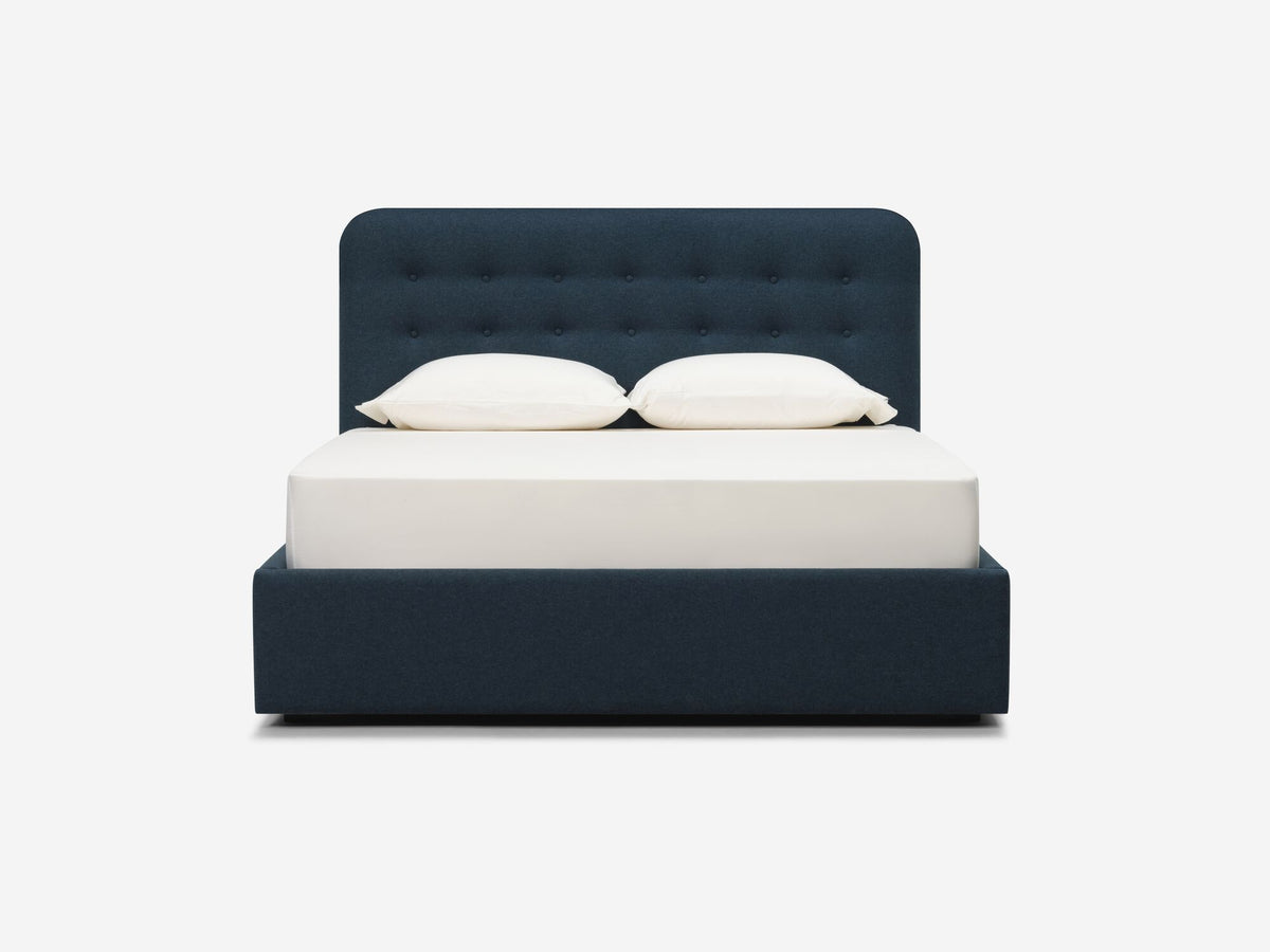 Dark Turquoise - Queen - Low - Button Tufted - Round Headboard