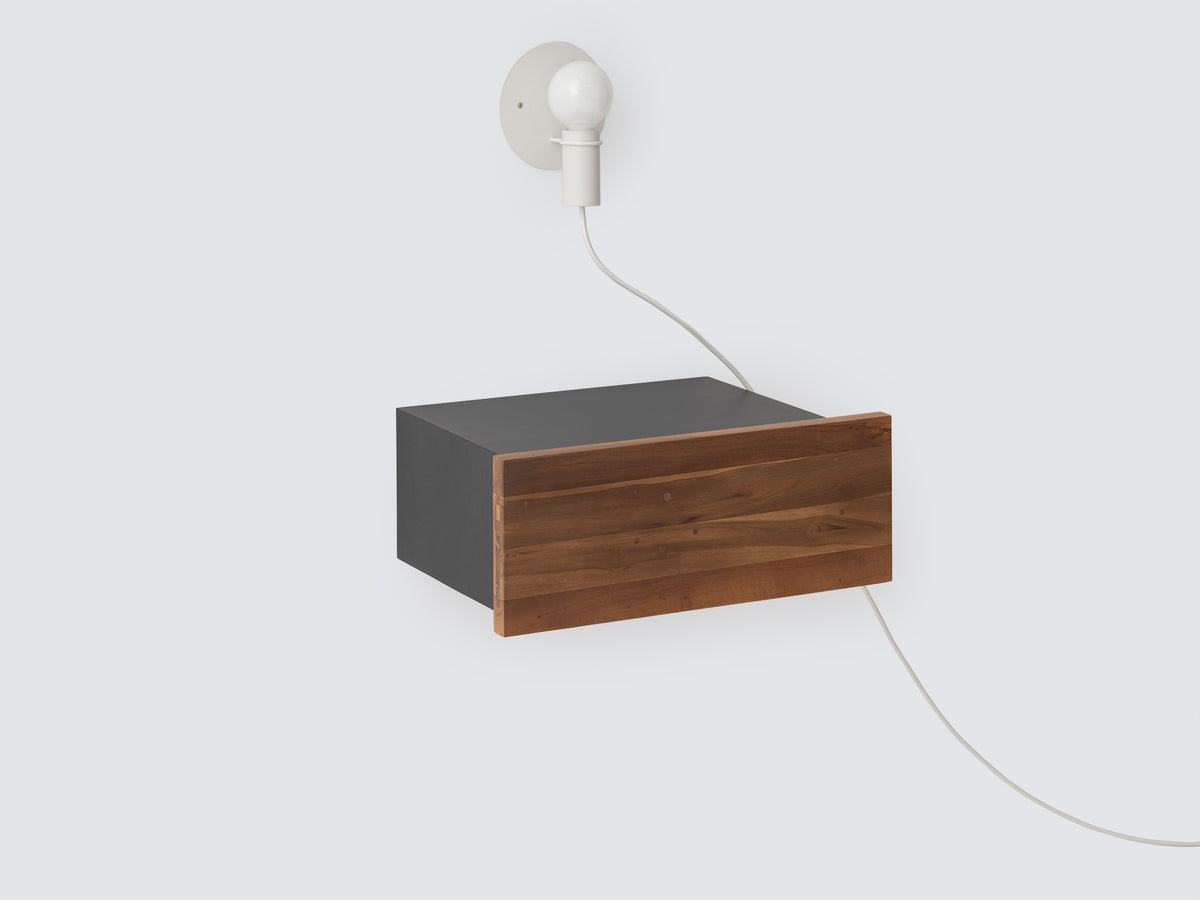 Reclaimed Teak Floating Nightstand – Charcoal – view 2