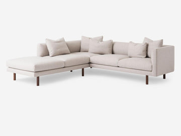 Grade 60 Lana Sand with Walnut Legs - Left Hand Facing Backless Chaise