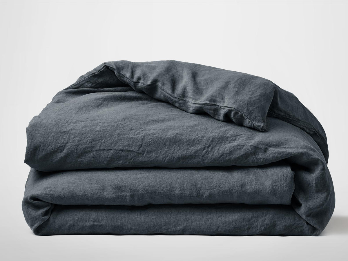 Silk & Snow Flax Duvet Cover – Full/Queen / Flint Black