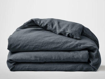 Silk & Snow Flax Duvet Cover – Full/Queen / Flint Black