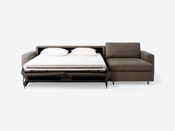 Suave Chrome with Stainless Steel Legs - Standard Arms - Queen - Left Hand Facing Storage Chaise