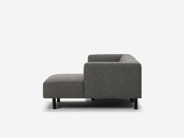 Catrin Peppercorn Fabric - Right Hand Facing Chaise - Black Peg Legs