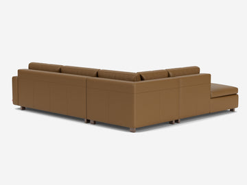 Rein Toast with Walnut Legs - Left Hand Facing Backless Chaise - Standard Arms