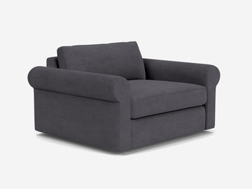 Jet Ash Fabric - Shallow - 35 inch seat width - Roll Arms