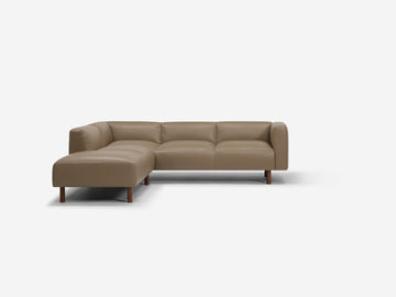 Donna Taupe - Walnut Peg Legs - Left Hand Facing Backless Chaise