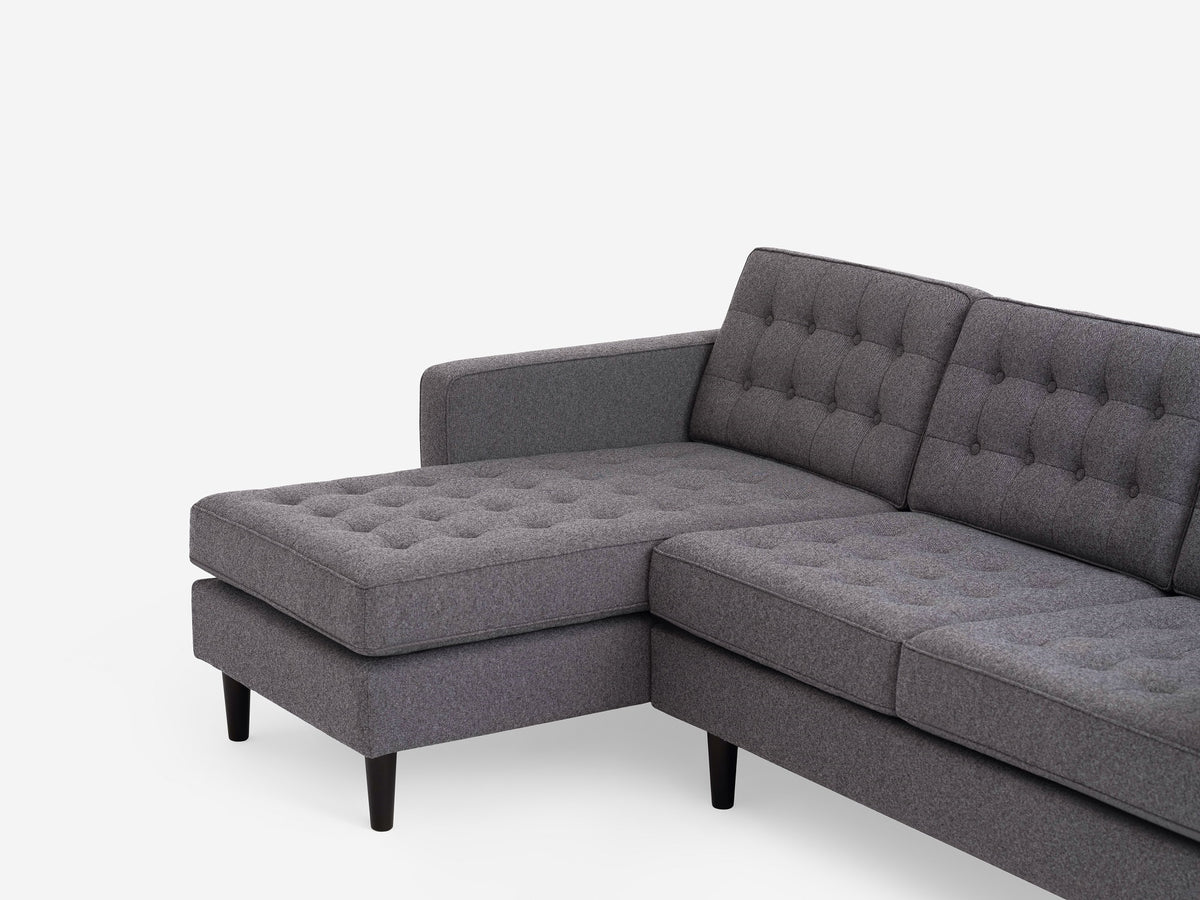 Jet Ash with Black Ash Legs - Left Hand Facing Chaise - Regular Arm Height