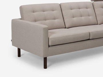 Panama Natural Fabric with Black Ash Legs - Right Hand Facing Chaise - Optional Headrest