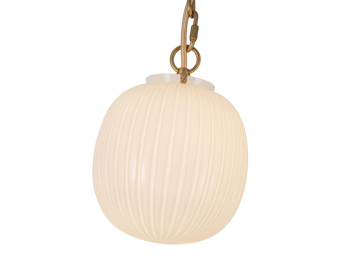 Cherise Pendant – 3 Lights / Brushed Gold/Glossy Ribbed Opal Glass – view 2