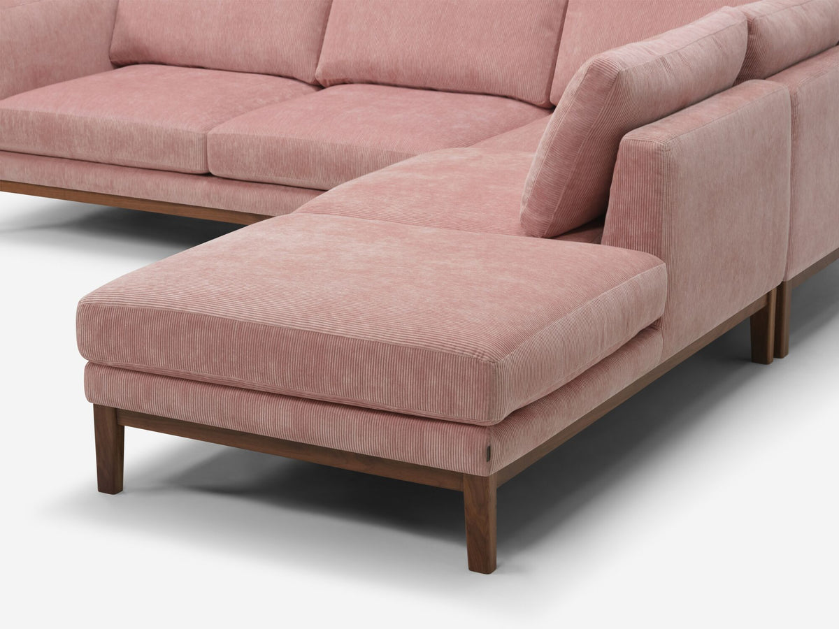 Valley Blossom with a Walnut Base - Right Hand Facing Backless Chaise