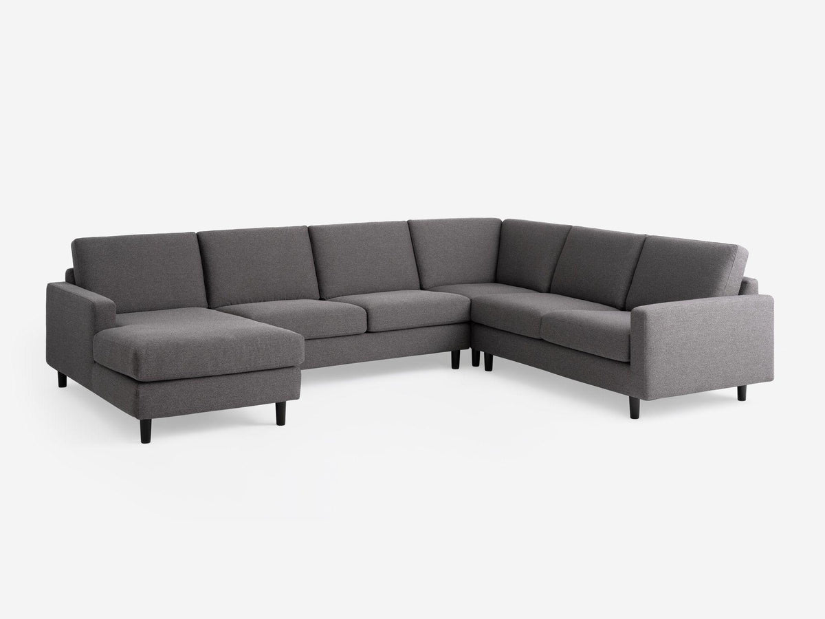 Grade 30 Panama Anthracite with Black Ash Legs - Left Hand Facing Chaise