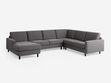 Grade 30 Panama Anthracite with Black Ash Legs - Left Hand Facing Chaise