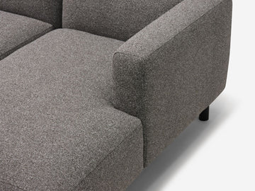Catrin Peppercorn Fabric - Right Hand Facing Chaise - Black Peg Legs