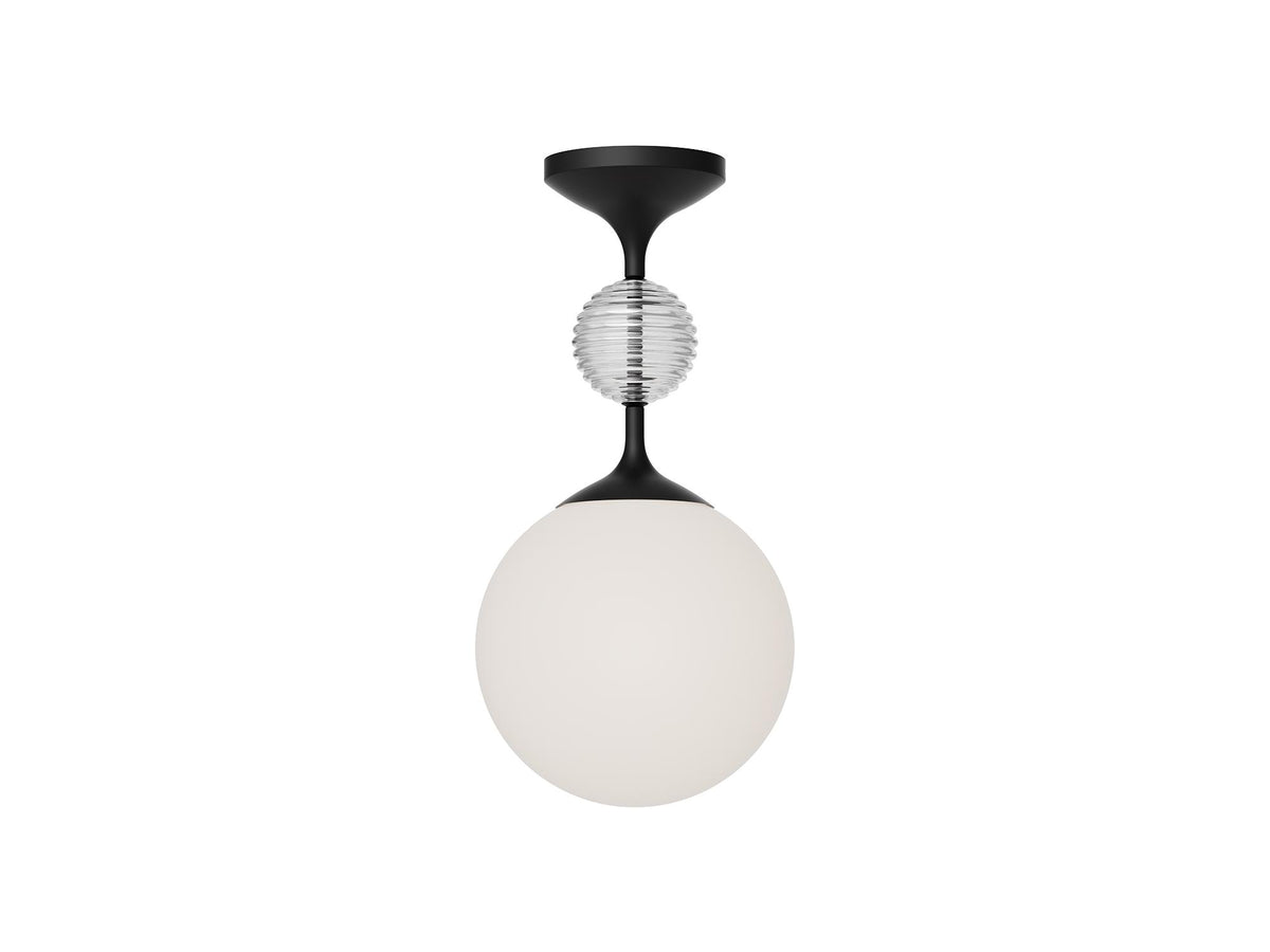 Celia Semi-Flush Mount Light – Matte Black/Opal Glass
