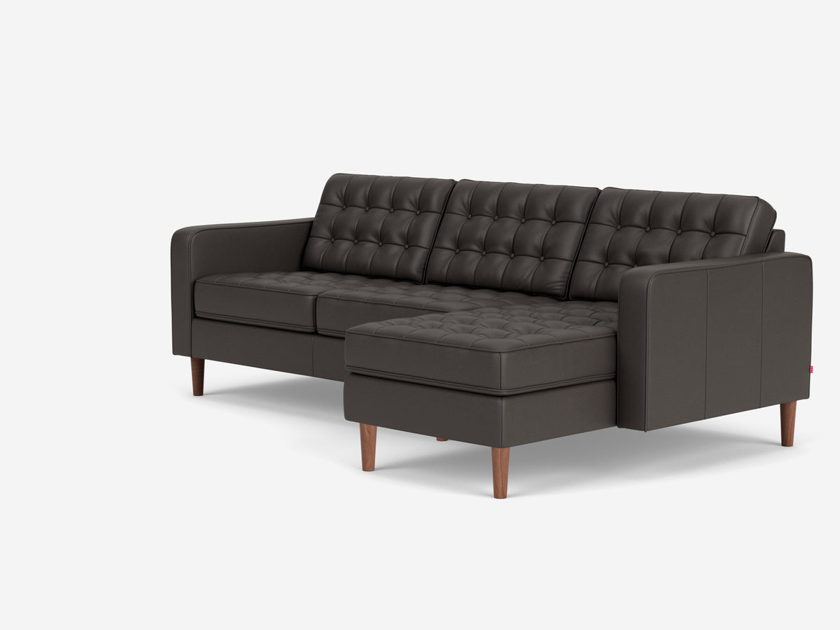 Evoque Ardesia with walnut Legs - Right Hand Facing Chaise - Regular Arm Height