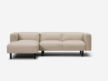 Paloma Hemp Leather - Left Hand Facing Chaise - Black Peg Legs
