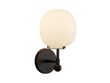 Cherise Wall Lamp – Matte Black/Glossy Ribbed Opal Glass