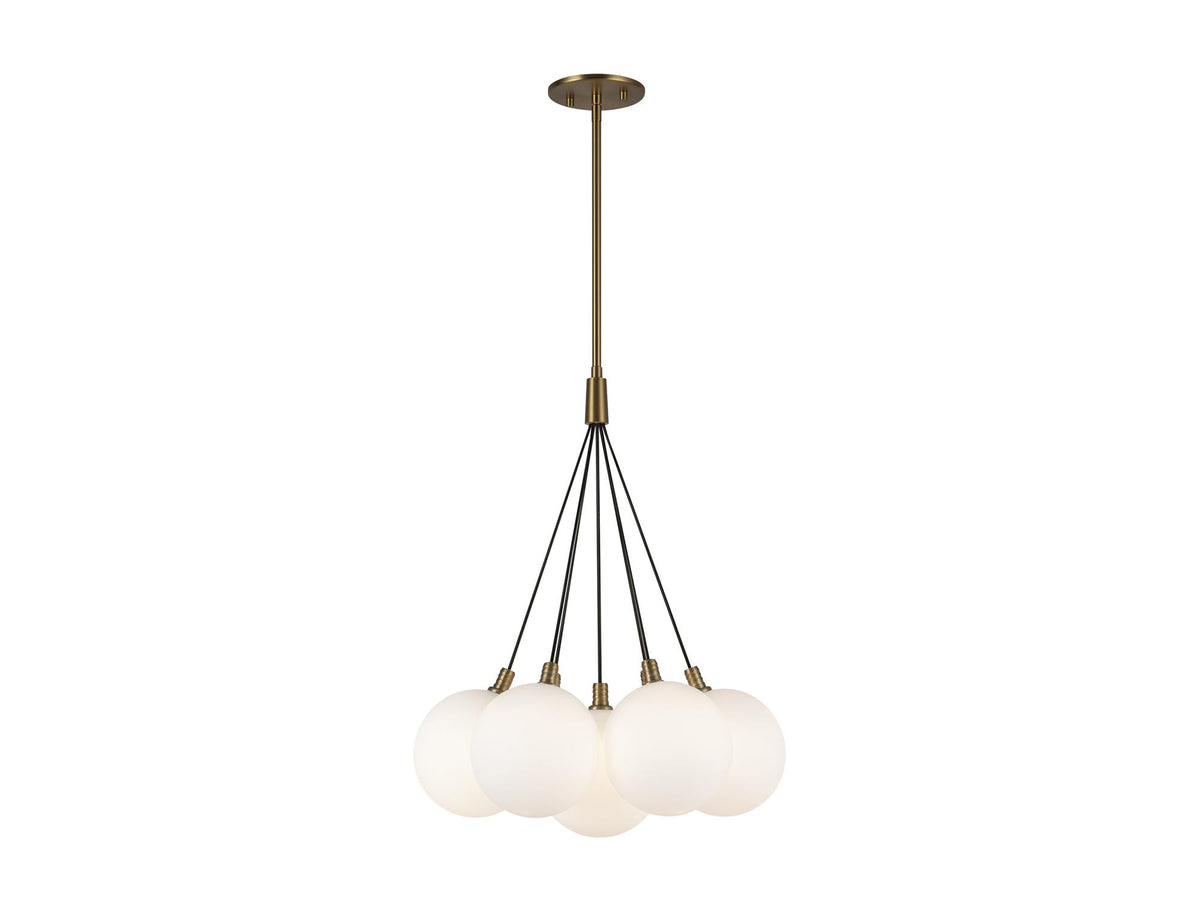 Bolla Chandelier – 17" / Brushed Gold/Opal Glass