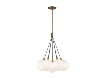 Bolla Chandelier – 17" / Brushed Gold/Opal Glass