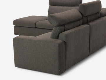 Onno Charcoal Warm Grey with Additional Headrest - Wide Seat - Left Hand Facing Backless Chaise - Wide Track Arm