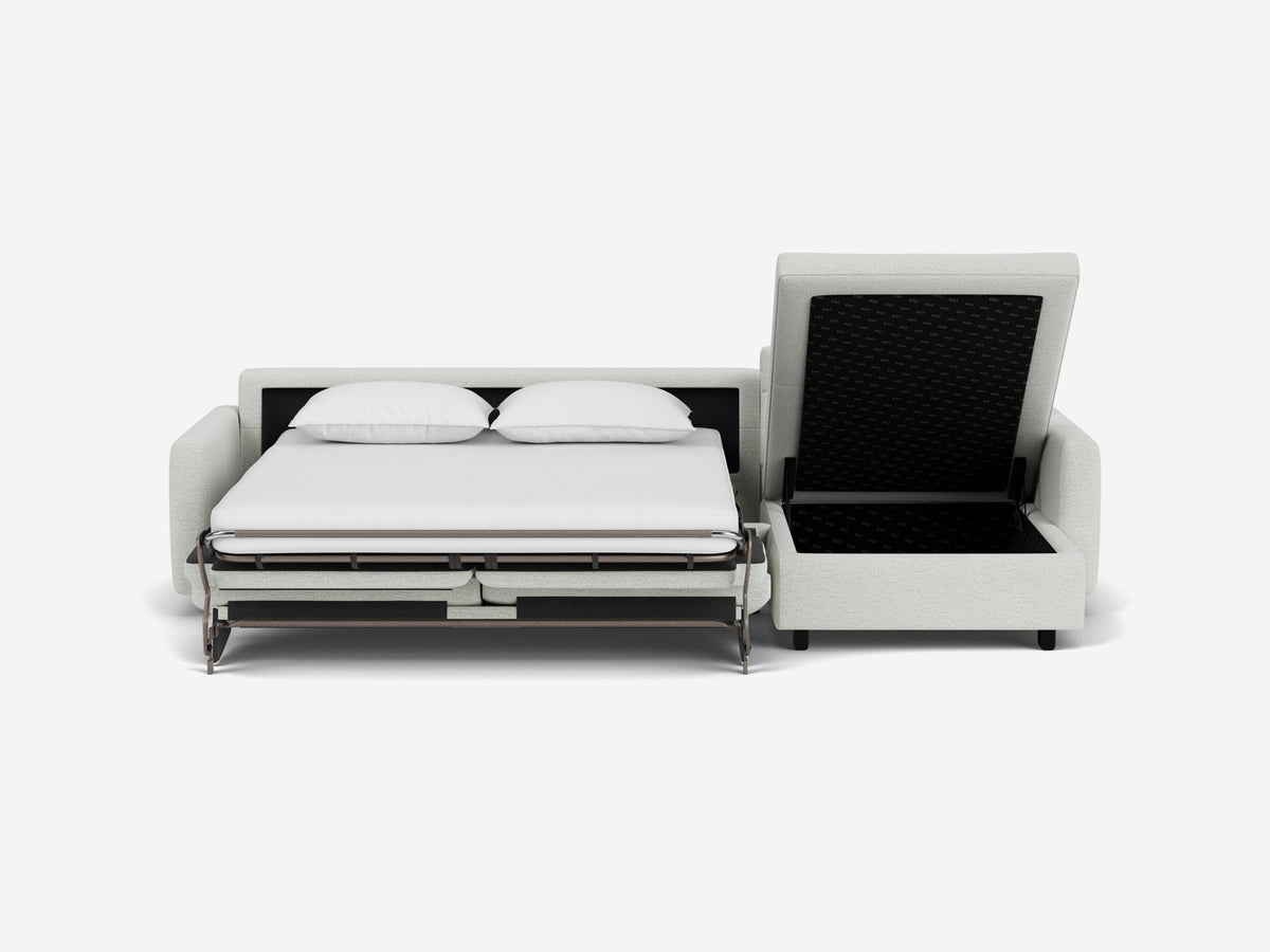 Arctic Wolf with Black Ash Legs - Narrow Arms - Queen - Right Hand Facing Storage Chaise