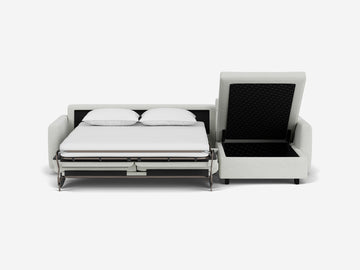 Arctic Wolf with Black Ash Legs - Narrow Arms - Queen - Right Hand Facing Storage Chaise