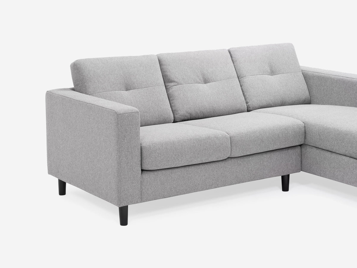 Mila Grey with Onyx Legs - Right Hand Facing Chaise