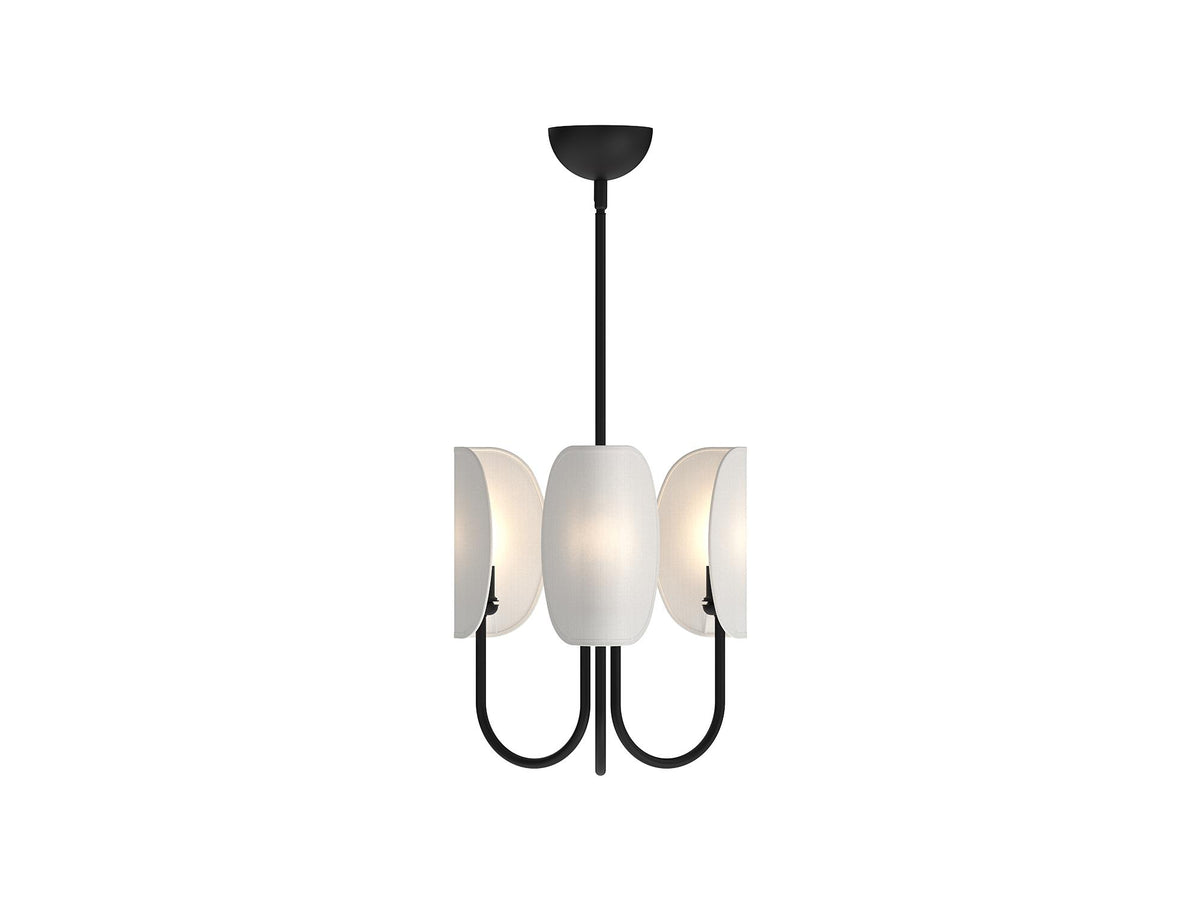 Seno Chandelier – 15" / Matte Black/White Cotton Fabric