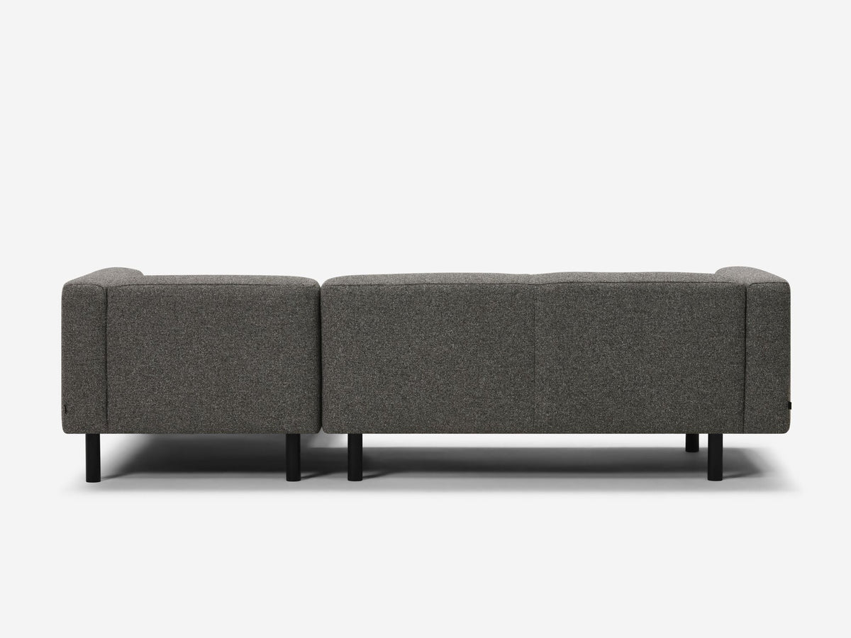 Catrin Peppercorn Fabric - Right Hand Facing Chaise - Black Peg Legs
