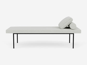 Arctic Wolf with a Powder Coated Black Base and Optional Square and Bolster Pillows