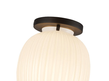 Cherise Semi-Flush Mount Light – 7" / Matte Black/Glossy Ribbed Opal Glass – view 3