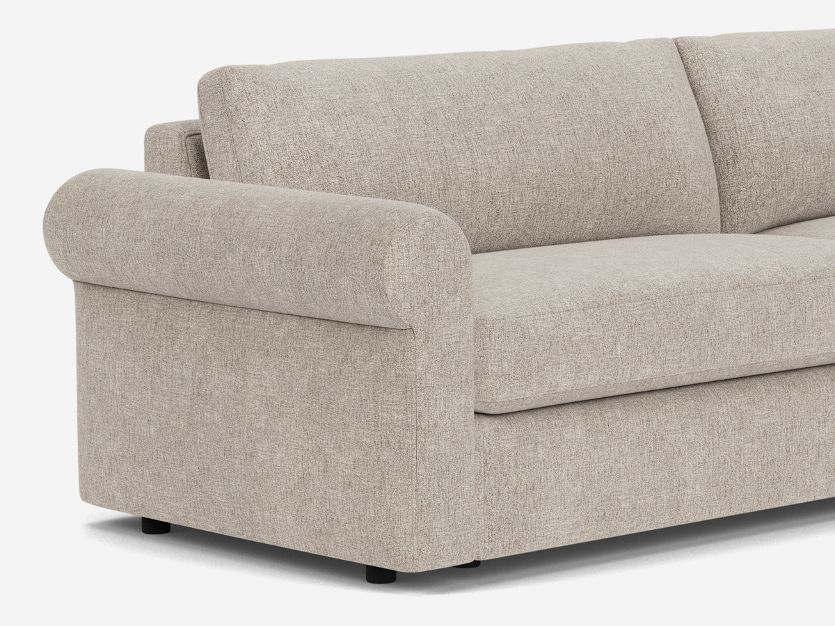 Polo Grey Fabric - 2 Seat - Shallow - Roll Arms