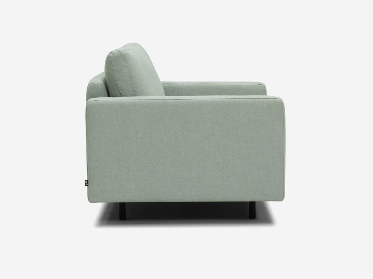 Aspen Mist Fabric - Shallow (35") - 35.8" Seat Width - Narrow Arms - Metal Tubular Legs