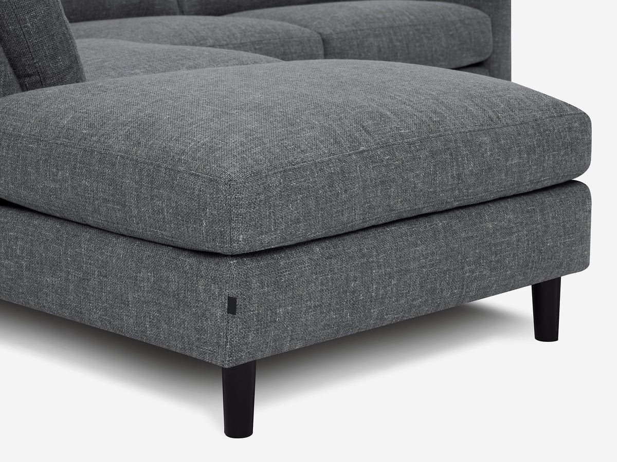 Greta Stone (Discontinued) with Black Ash Legs - Left Hand Facing Backless Chaise