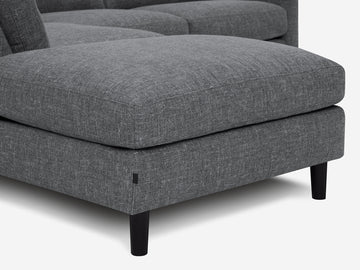Greta Stone (Discontinued) with Black Ash Legs - Left Hand Facing Backless Chaise