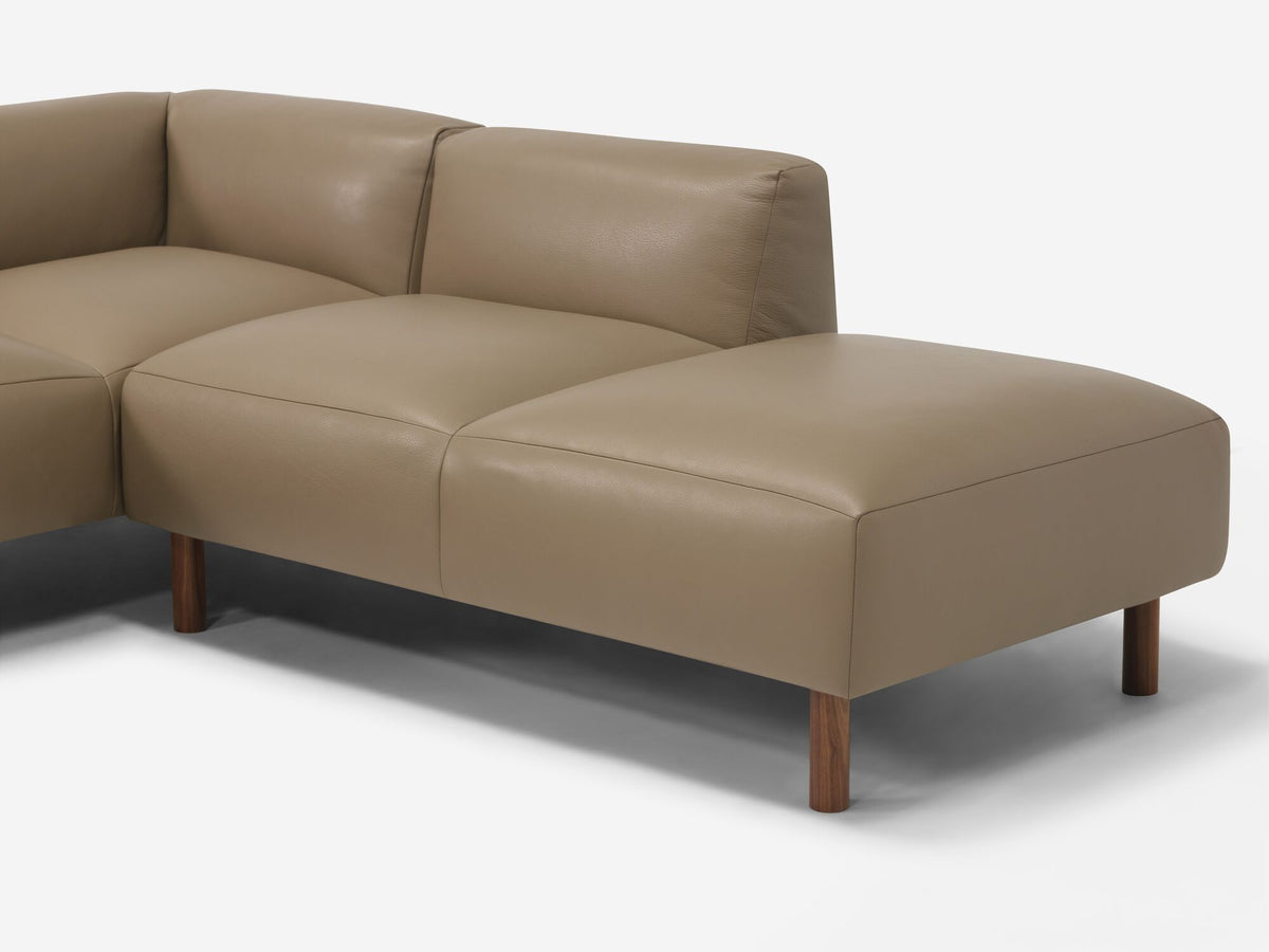 Donna Taupe - Walnut Peg Legs - Right Hand Facing Backless Chaise