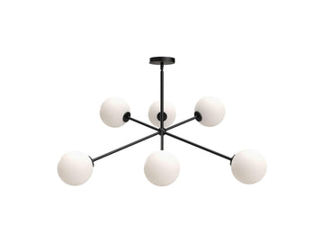Cassia Chandelier – Matte Black/Opal Matte Glass