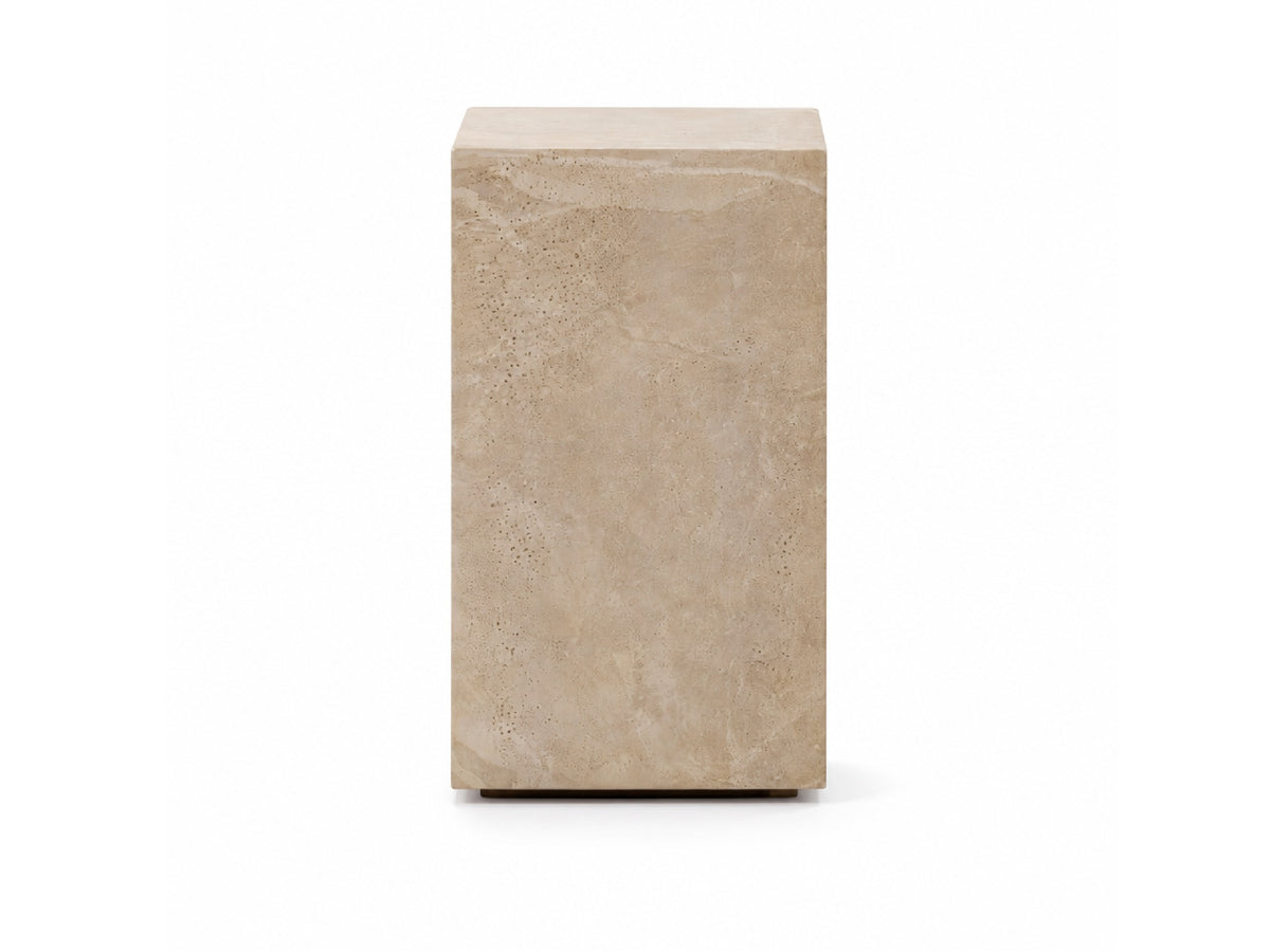 Plinth Side Table – Faux Travertine