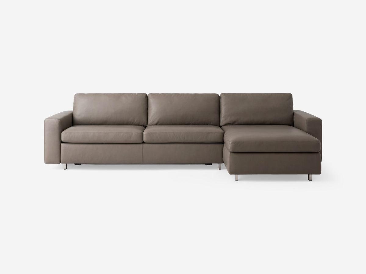 Suave Chrome with Stainless Steel Legs - Standard Arms - Queen - Right Hand Facing Storage Chaise