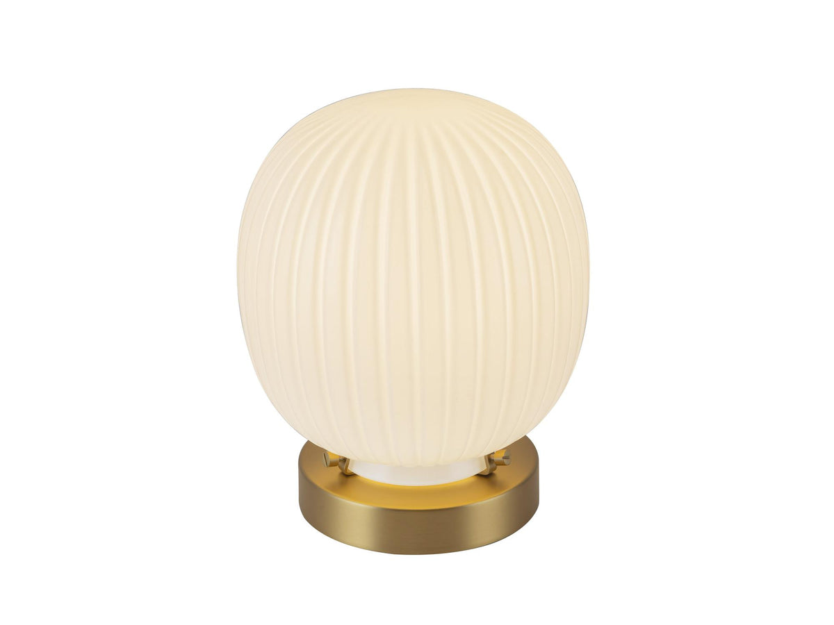 Cherise Table Lamp – Brushed Gold/Glossy Ribbed Opal Glass – view 2