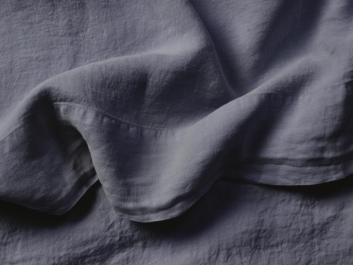 Silk & Snow Flax Flat Sheet – Full / Tempest Blue – view 2