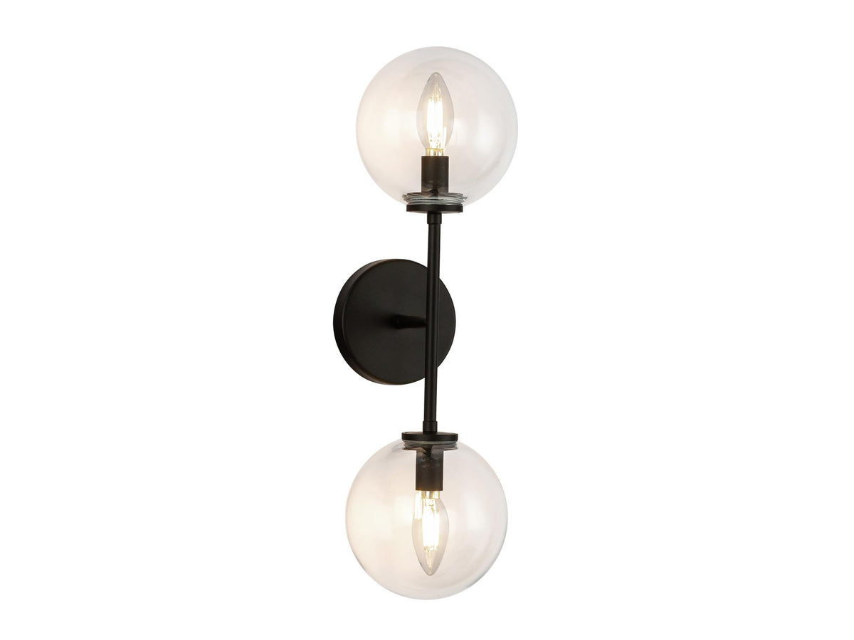 Cassia Wall Light – 2 Lights / Matte Black/Clear Glass – view 2