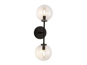 Cassia Wall Light – 2 Lights / Matte Black/Clear Glass – view 2