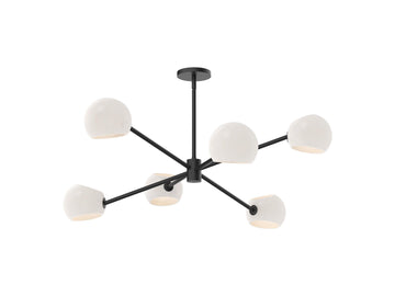 Willow Chandelier – 37" / Matte Black/Opal Matte Glass